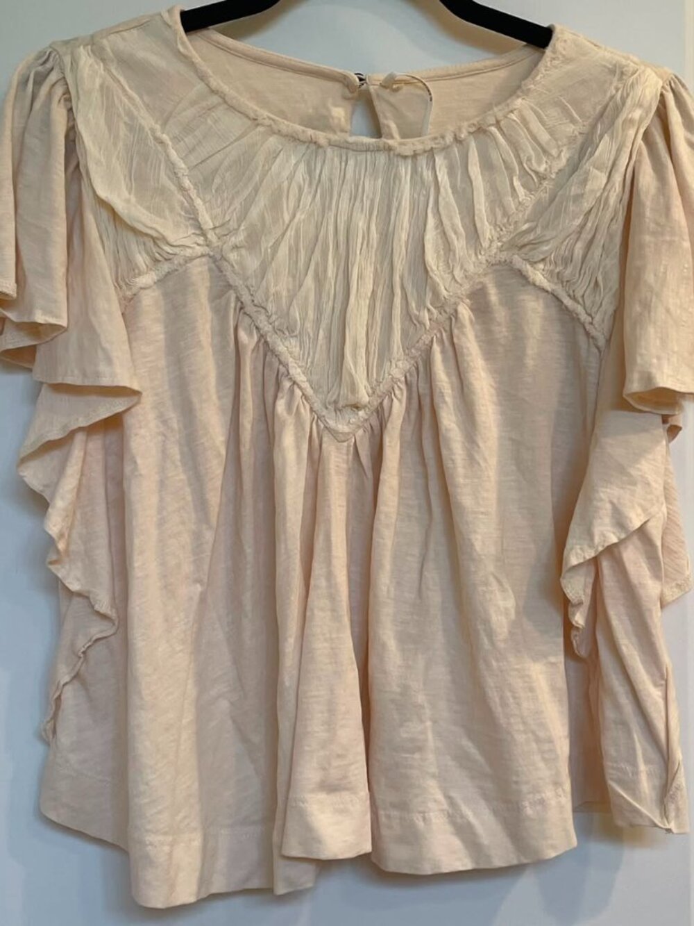 ANTHROPOLOGIE Women’s Cream Short Sleeve Blouse, Unknown Size